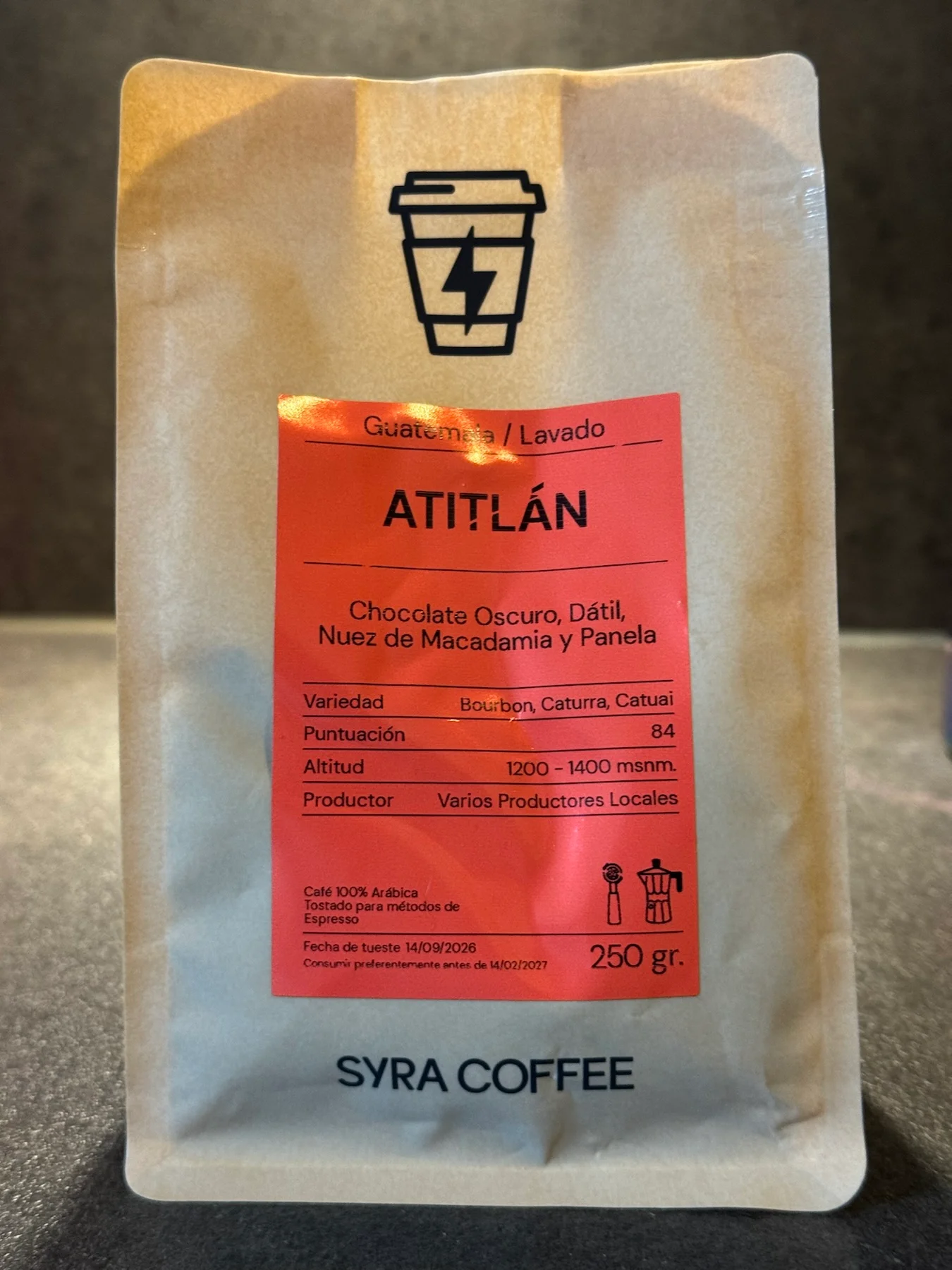 Bag of Syra Coffee Atitlán coffee beans