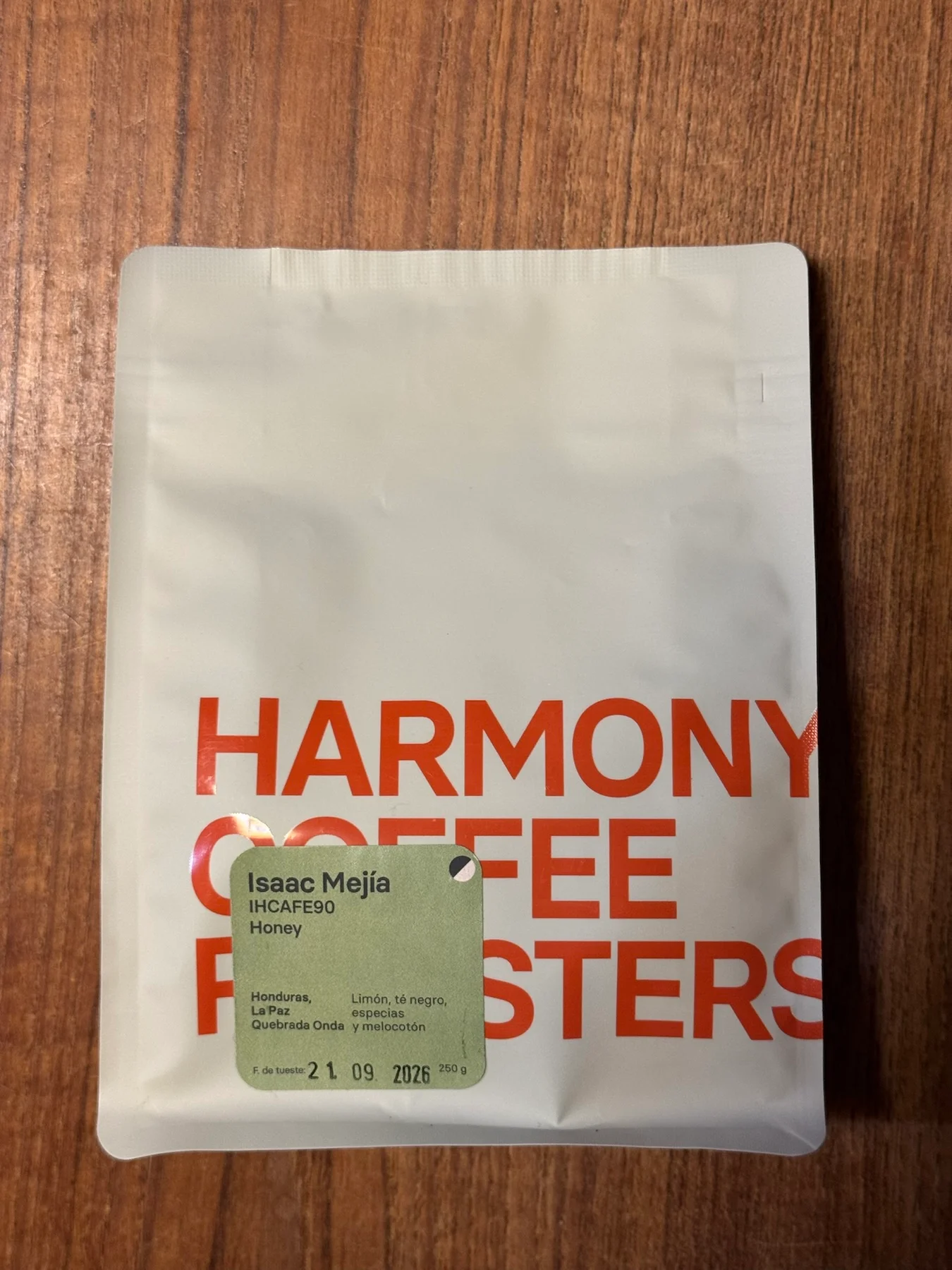 Bag of Harmony Roasters HMNY Isaac Mejía coffee beans